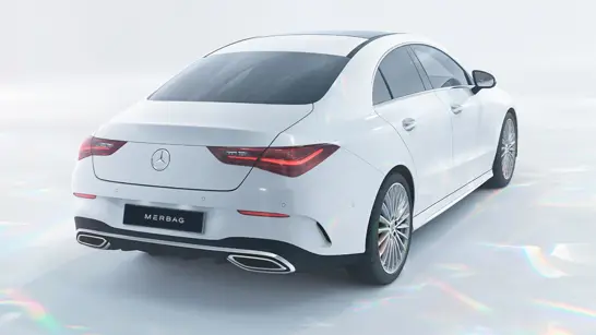 Mercedes-Benz CLA Coupe Heckansicht Polarweiss - Merbag Mercedes-Benz CLA Coupe Heckansicht Polarweiss - Merbag