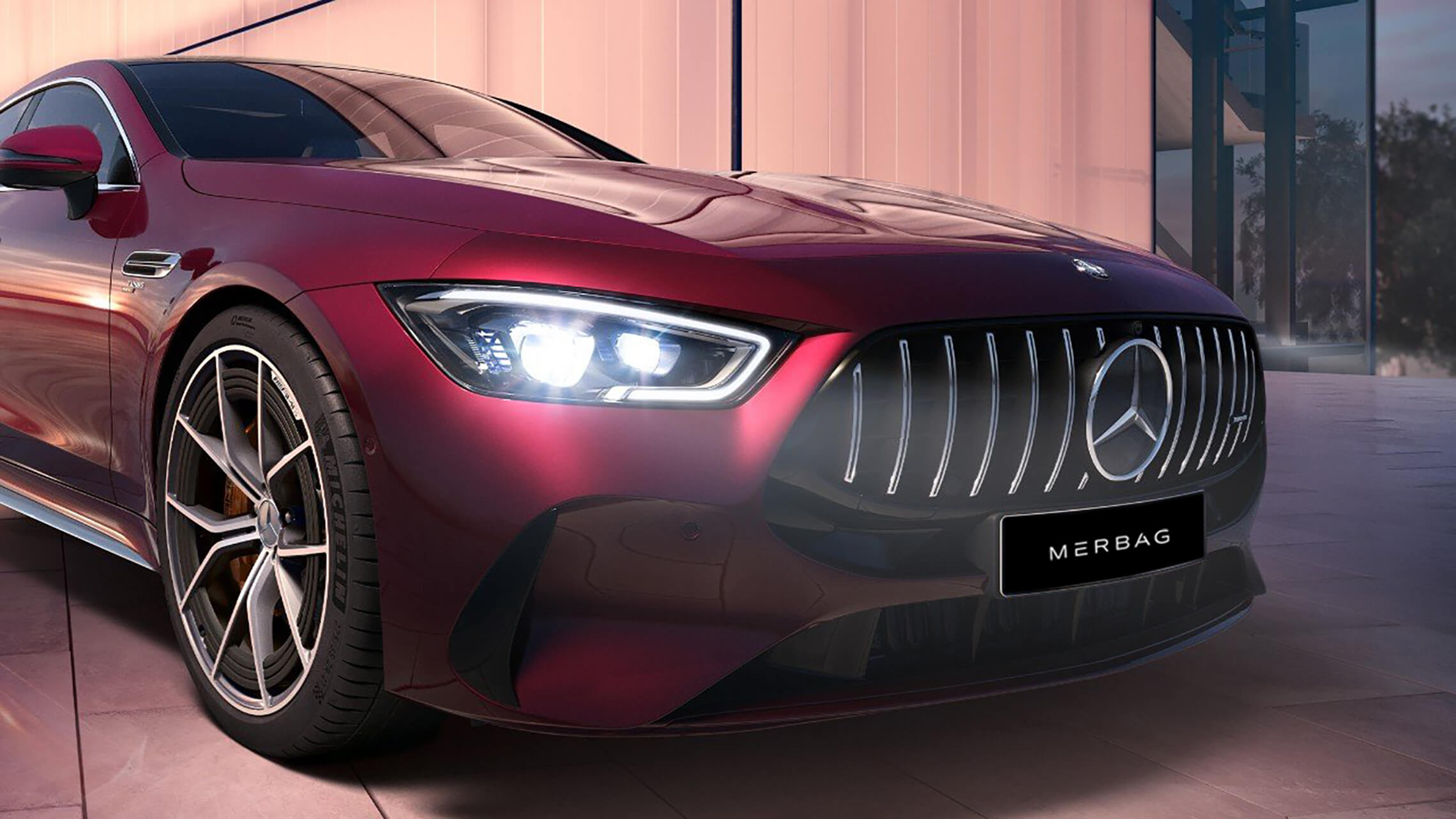 Mercedes AMG GT 53 4MATIC+ 4 Tuerer Coupe AMG-spezifische Front - Merbag