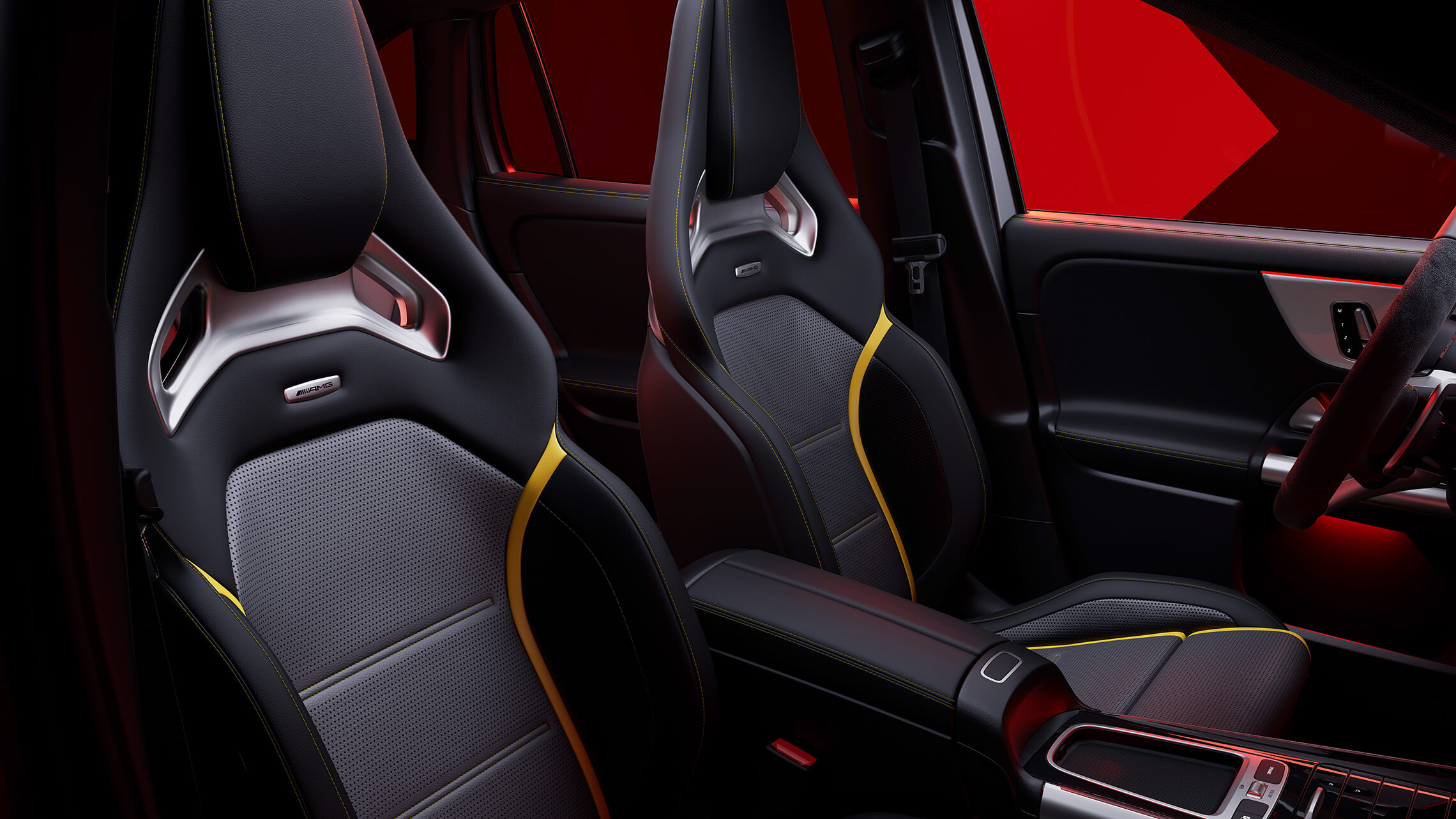 Mercedes-AMG GLA 45 S Performance Sitze schwarz mit gelben Akzenten - Merbag