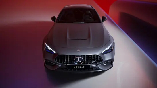 Mercedes-AMG CLE 53 4MATIC+ Coupé Frontansicht in MANUFAKTUR Lackierung Graphitgrau magno - Merbag Mercedes-AMG CLE 53 4MATIC+ Coupé Frontansicht in MANUFAKTUR Lackierung Graphitgrau magno - Merbag