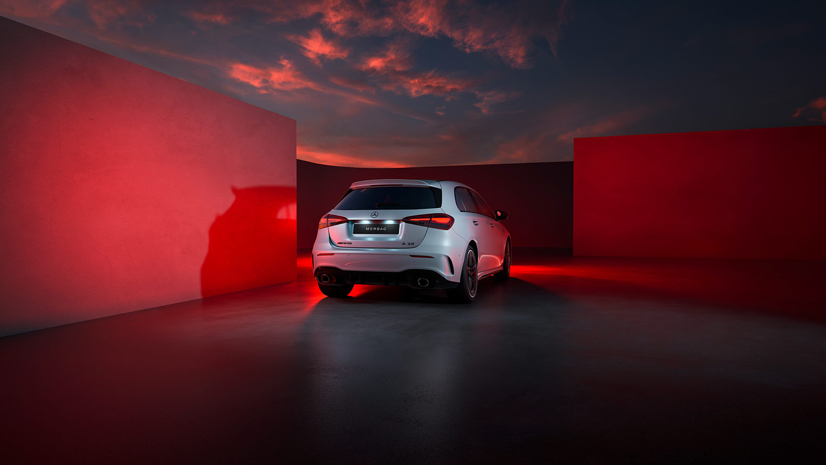 A-Klasse A45 AMG in Lackierung Hightechsilber metallic Heckansicht