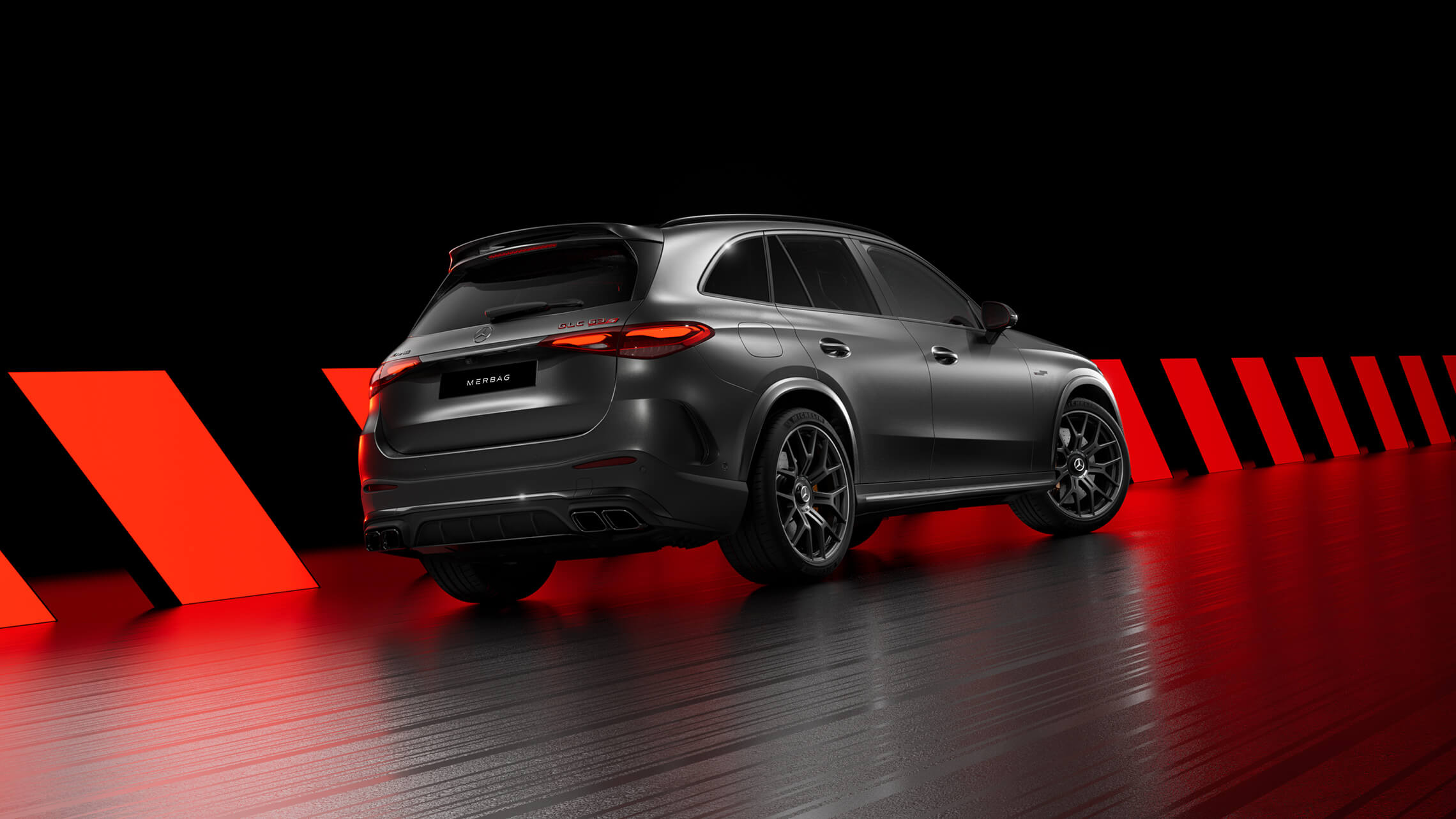 Mercedes AMG GLC 63 S E PERFROMANCE Heckansicht - Merbag