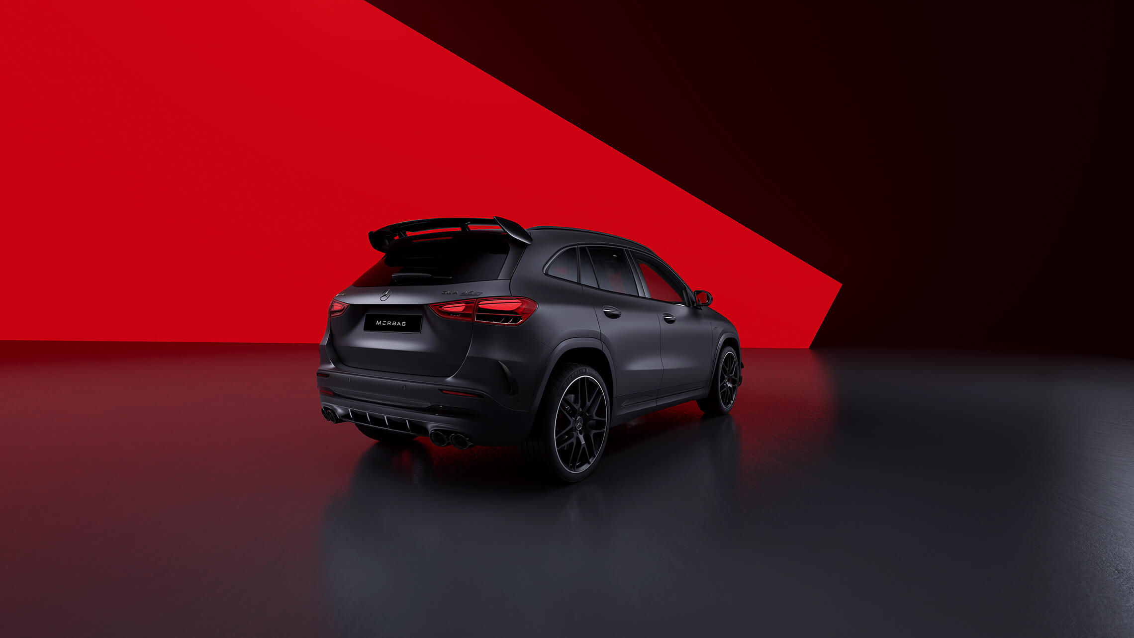 Mercedes-AMG GLA 45 S Heckschürze in Diffusoroptik mit vier vertikalen Finnen - Merbag